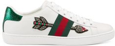 Ace embroidered sneaker Web Detail, Red Web, Guccio Gucci, Sneakers For Women, Balenciaga Triple S, Green And Red