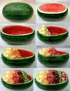 there are many pictures of different fruits in the shape of watermelon