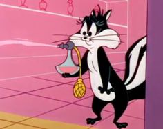 a cartoon cat with a bell in its hand