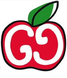 an apple with the letter g on it