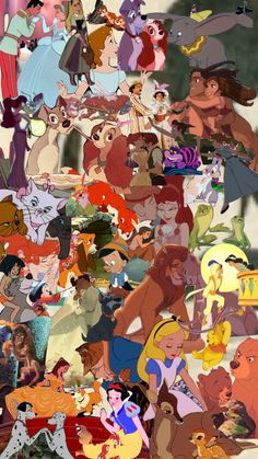 many different disney characters are grouped together