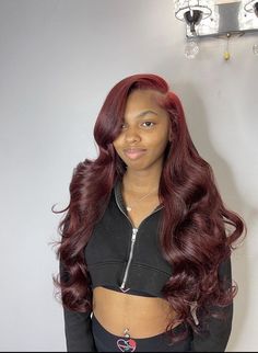 Claw Clip Hairstyles, Frontal Wig Hairstyles, Clip Hairstyles, Burgundy Hair, Hair Laid, Dope Hairstyles