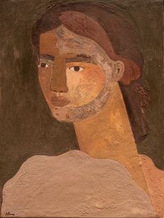 a painting of a man with brown hair