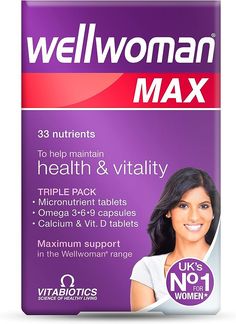 Elevate your wellness journey with Wellwoman Max! 🚀 This 3-in-1 triple pack offers maximum micronutrient support for women, ensuring you stay at your best every day. 💃🌈

💡 Benefits: 💡
🔬 Comprehensive Support: Includes 28 Wellwoman micronutrient vitamin 
🏋️‍♀️ Energy Release: Packed with B vitamins (B1, B6, & B12) 
🧠 Cognitive Function: 
🐟 Rich in Omega-3: Wellwoman Max features Omega-3 fish oil
Enhance your vitality! 💪🌟

#WellnessSupport
#WomenHealth
#VitabioticsMax
#NutrientBoost Energy Release, Multivitamin Tablets, Micro Nutrients, Calcium Vitamins, Beauty Supplements, Porto Rico, Pantothenic Acid, Diet Nutrition, Folic Acid