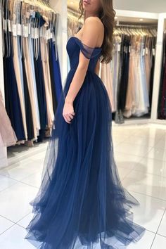 Tulle Prom Dress Long, Prom Dress Tulle, Navy Blue Bridesmaids, Pleated Party Dress, A Line Prom Dress, Prom Dresses Sleeveless, Blue Evening Dresses, Dress Tulle, Blue Tulle