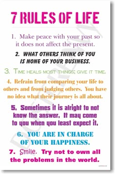 a poster with the words 7 rules of life