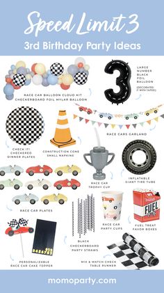 Third Birthday Party Ideas, Third Birthday Party Themes, Car Themed Party, 3rd Birthday Party For Boy, Cars (disney) Party, Race Car Cakes, Hotwheels Birthday Party