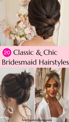 Find the perfect look for your bridal party with these classic and elegant bridesmaid hairstyles! From timeless updos to soft waves, discover stunning styles that will complement any wedding theme. Click to explore elegant hairstyle inspiration for your bridal squad! Elegant Bridesmaid Hairstyles, Whimsical Wedding Theme, Modern Wedding Theme, Tulle Headband, Elegant Hairstyle, Side Swept Curls, Bridal Squad, Twist Bun, Hairstyle Inspiration