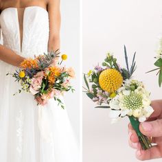 Wildflower Elopement Wedding Florals Set: 1 Bridal Bouquet + 1 Boutonniere. Ready to go! Protea Bridal Bouquet, Bud Vases Wedding, Ranunculus Bouquet, Vases Wedding, Spring Wedding Bouquets, King Protea, How To Cut Bangs, Wedding Vases