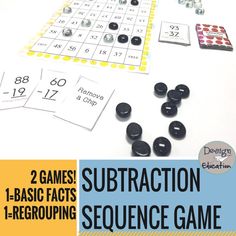 two games for subtraction and 1 - regrouping with the title below