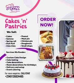 an advertisement for cakes'n pastries is shown