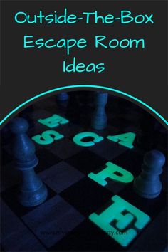 the outside - the - box escape room idea is shown in this image with glow letters