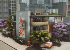 an animated image of a building in the city