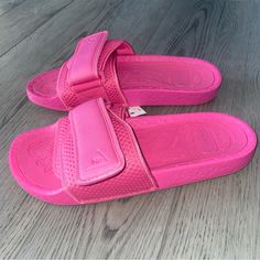 *Nwt* Adidas X Pharrell Williams Pink Chancleta Hu Boost Slide Sandal Men’s Size 9 (10 Womens) Casual Pink Slide Sport Sandals, Pink Synthetic Slides, Sporty Pink Non-slip Slides, Pink Non-slip Open Toe Sport Sandals, Pink Non-slip Slide Sport Sandals, Adidas Three Stripes, Shower Shoes, Adidas Boost