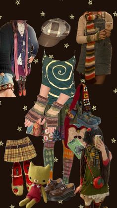 #twee #tweeaesthetic Twee Moodboard, Ugly Fashion Trends, Twee Style Aesthetic, Whimsycore Outfits, Cat Cafe Outfit, Twee Icons, Funky Colorful Outfits, Twee Outfits Fall