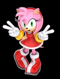 sonic the hedge girl is standing in front of a black background with her hands out