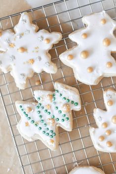 decorated cookies cooling on a wire rack