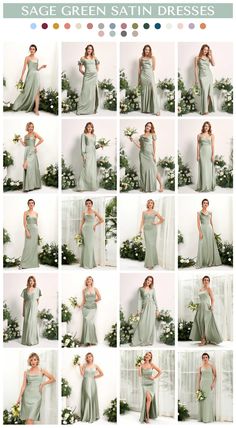 a collage of photos showing the different dresses worn by women in pastel colors