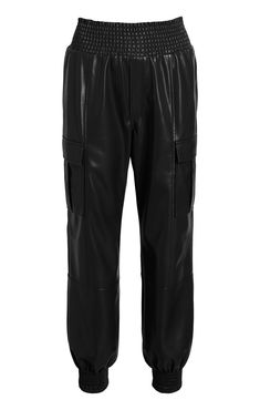 Experience the luxurious comfort and style of our Lite Vegan Leather Jenning Pants. Made from high-quality vegan leather in a classic black color, these pants feature a trendy jogger silhouette and an elastic waistband and pant cuffs for a perfect fit. Embrace a guilt-free and fashionable lifestyle with these must-have pants. Details Pull on silhouetteFabric: Faux LeatherElastic waistband and cuffsSide pocketsCropped Content and Care 100% PolyesterDry Clean Only Imported Measurements 26.5in/68.58cm, inseamMeasurements from size S Leather Jogger Pants, Trendy Joggers, Skirt Coverup, Short Denim Skirt, Pants Details, Evening Tops, Denim Outerwear, Cuffed Pants, Tank Top Camisole