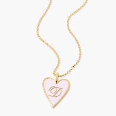 The Margaret Enamel Heart Pendant will add a touch of love to your look. Crafted with a shining enamel finish, this pendant is sure to make your outfit beat with style! (See what we did there?) It's perfect for showing your love and your fashion sense at the same time. Enamel filled pendant measures 3/4"x1", gold plated sterling silver 16" brass diamond cut ball chain with 2" extender Lobster claw closure With engraving this item is FINAL SALE SKU: BYN1439 Elegant Enamel Heart Pendant Jewelry, Double Heart Enamel Jewelry For Gifts, Mother's Day Gold Enamel Jewelry, Heart-shaped Enamel Charms Necklaces, Elegant Enamel Heart Pendant Necklace, Elegant Heart Pendant Enamel Necklace, Heart-shaped Enamel Charms Necklace, Pink Enamel Jewelry For Mother's Day, Enamel Necklaces For Anniversary On Valentine's Day