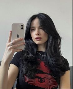 Layered Haircuts For Medium Hair Face Framing, Layered Hair With Dyed Ends, Black Hair Blonde Underlayer, Feathery Hairstyles, Wavy Medium Length Hair With Layers, Curtain Bangs Black Hair, Mid Length Hair With Face Framing Layers, Black Hair With Layers, Black Hair Inspiration