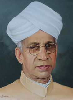 an oil painting of a man wearing glasses and a white turban on his head