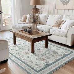 a living room filled with furniture and a rug