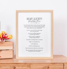 there is a framed poem on the table