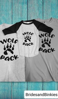 Wolf Pack T-shirts perfect for the entire family! OUR BESTSELLER 🖤 ((CAN BE COMPLETELY CUSTOMIZED PLEASE MESSAGE US)) Quality & Sizing: We only use the best and most durable vinyl, Thermoflex vinyl. Soft and comfortable fabric. Women's - {Bella+Canvas} Short-Sleeved AND {Gildan} Long-sleeved. Crew Neck. Men's - {Gildan} Short-Sleeved AND Long-sleeved. Crew Neck. Kids Youth - {Gildan} Short-Sleeved AND Long-sleeved. Crew Neck. Kids Toddler- {Rabbit Skins} PLEASE NOTE sizes 2T,3T AND 4T {Grace Cr Gray Family Matching Short Sleeve Tops, Family Matching Gray Short Sleeve Tops, Family Matching Gray Short Sleeve T-shirt, Gray Family Matching Short Sleeve T-shirt, Gray Short Sleeve Family Matching T-shirt, Black Cotton T-shirt For Family Reunion, Casual Family T-shirt Unisex, Casual Unisex T-shirt For Family Events, Family Matching Graphic Print Shirt For Family Reunion