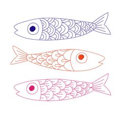 two fish with different colors are shown in the same drawing style, one is blue and one is red