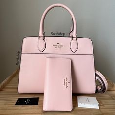 100% Authentic Brand New With Tags Bag Comes In Original Packaging Kc436 Madison Medium Satchel Saffiano Leather Conch Pink And Gold Hardware Comes With A Matching Wallet 11.5”Bottom, 10”Top (L) X 8.5” (H) X 5” (D) Handles Are 5” Drop Long Shoulder Strap Included Pink Purse Kate Spade, Leo Lilith, Kate Spade Bag Pink, House Dr, Kate Spade Purse Pink, High End Handbags, Leopard Bag, Pink Wallet, Kate Spade Satchel