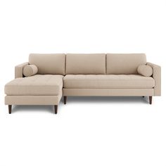 Sven 100" Tufted Left Sectional - Ratine Buff Modern Sectional Sofas, Mid Century Modern Sectional Sofa, Mid Century Modern Sectional, Fabric Sectional Sofas, Tufted Bench, Fabric Sectional, Modern Sectional, Hotel Style, Sectional Sofas