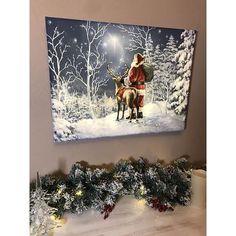 a christmas scene with santa claus and his reindeer