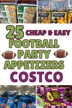 Go to Costco for affordable football party appetizers. They offer a variety of game day snacks like crispy finger foods, wings, mini hotdogs, hearty dips, chips, and cold tailgate snacks that are perfect for feeding a crowd. Plus they are budget friendly too. Add these must-have football appetizers to your Costco shopping list for tailgating and football parties at home. Best Costco Appetizers, Cheap Football Party Food, Tailgate Party Theme, Tailgate Appetizers Easy, Snacks For Football Games, Easy Party Food For A Crowd Cheap, Game Day Food Football Appetizers, Easy Football Appetizers, Appetizers From Costco