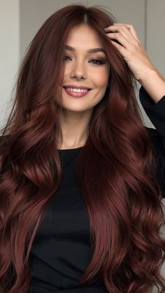 Achieve a stunning cherry cola hair color with this ultimate guide for brunettes Learn the perfect formula for dark curly hair with highlights that complement brown balayage paler or chocolate skin tones Ideal for short black hair on Indian skin Best Hair Colour For Indian Skin Tone, Highlights For Black Hair And Indian Skin, Dark Curly Hair With Highlights, Cherry Brown Hair Color, Hair Colour For Brown Skin, Dark Cherry Cola Hair Color, Cherry Chocolate Hair, Hair Colour For Indian Skin, Reddish Hair Color