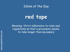 a blue background with the words red tape