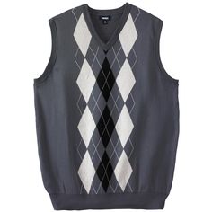 Our classic V-Neck Argyle Sweater Vest is a must-have. It looks great paired with jeans or trousers and the relaxed fit is easy to thrown on over a button down shirt. Male Sweater, Outfit Cowok, Tall Man, Argyle Sweater Vest, Sweater Vests, Cardigan Sweater Vest, Sweater Vest Women, Men Plus Size, Big Clothes