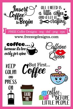 coffee svt files with different font styles and designs for the logo, sticker or decal