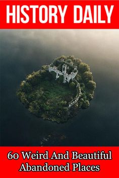 an island in the middle of water with text that reads history daily