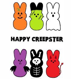 an image of happy crepster halloween card with bunnies and bunny faces on it