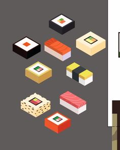 an image of sushi and other food items