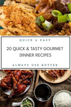 the cover of quick and easy 20 quick and tasty gourmet dinner recipes