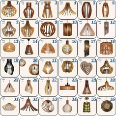 an image of different types of pendants and lights in various shapes, sizes and colors