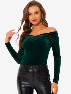 Shop Allegra K for Velvet Top Slim Fit Long Sleeve Off Shoulder Blouse you are looking for, get more women's Blouses for yourelf. Order now! Free Returns! Bandage Design, Women Work Blouse, Chiffon Tops Blouses, Velvet Blouse, Off Shoulder Shirt, Wearing Style, Velvet Blouses, Womens Business Casual, Velvet Top