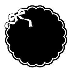 a black and white silhouette of a sheep with a bow on it's head