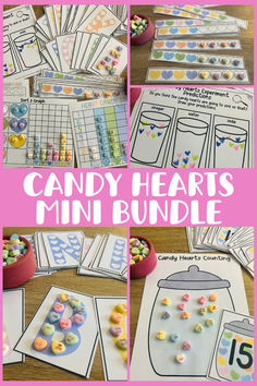 the candy hearts mini bundle is shown with pictures and instructions to make it look like they are