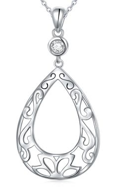 PRICES MAY VARY. ♥ DESIGN ♥ This long pendant features classic teardrop shape with sophisticated filigree accented. It is a new style you won’t be able to refuse and perfect for layering, or letting it be the piece of its own show. ♥ 925 STERLING SILVER ♥ Plated in gleaming 925 sterling silver and free of nickel, lead, and cadmium. ♥ MEASUREMENT ♥ Chain Length: 26"(extension 2"); ;Weight:aprox.4.7g. 🎁UNIQUE GIFTS FOR YOUR LOVED ONES🎁 Every product is beautifully packaged in an adorable gift bo Sterling Silver Teardrop Pendant With Intricate Design, Elegant Filigree Teardrop Pendant Jewelry, Silver Teardrop Pendant Necklace With Elegant Design, Elegant Filigree Teardrop Necklace, Elegant Teardrop Sterling Silver Necklace, Elegant Teardrop Filigree Necklace, Silver Teardrop Pendant With Elegant Design, Classic Teardrop Jewelry With Intricate Design, Elegant Silver Teardrop Drop Necklace