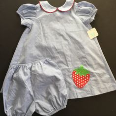 Betti Terrell Blue Gingham Strawberry Dress Runs On The Bigger Side More Like An 18/24 Rather Than 12/18. Nwt. Cross Posted. Strawberry Dress, Blue Gingham, Kids' Dresses, Gingham, Colorful Dresses, Color Blue, Summer Dresses, Sewing, Dresses