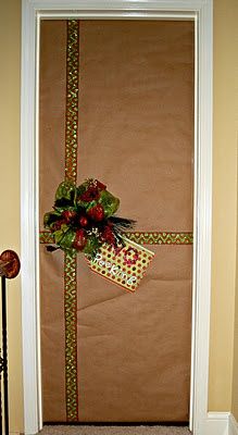 a door decorated with a ribbon and bow