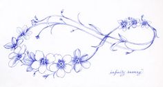 an artistic drawing of flowers and vines